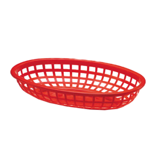 Basket 9" x 6" Oval Plastic Red
