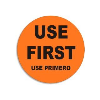 Label 3" Bilingual Use First Orange