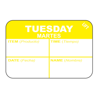 Label 1" x 1 1/2" Tuesday Quad