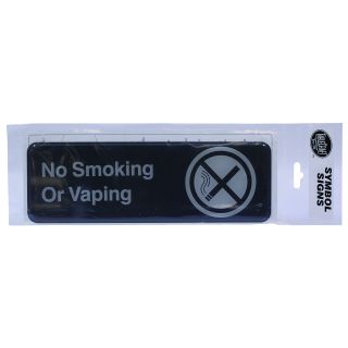 Sign 3 x 9" No Smoking or Vaping