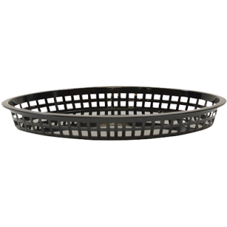 Basket 13" x 10" Oval Plastic Black