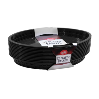 Basket 13" x 10" Oval Plastic Blk
