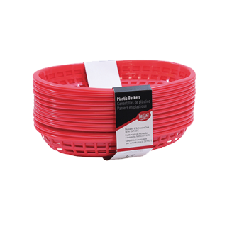 Basket 9" x 6" Oval Plastic Red