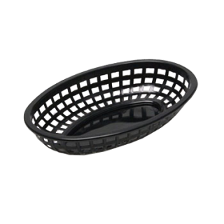 Basket 9" x 6" Oval Plastic Black