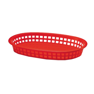 Basket 10" x 7" Oval Plastic Red